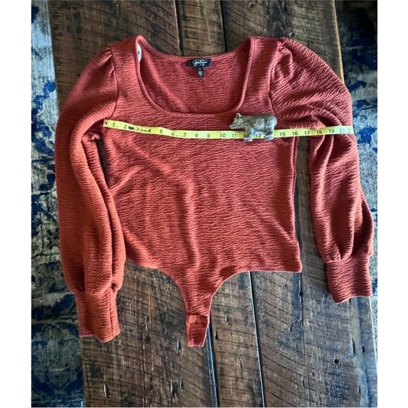 Jessica Simpson burnt orange textured bodysuit square neckline boho size large - Picture 7 of 14